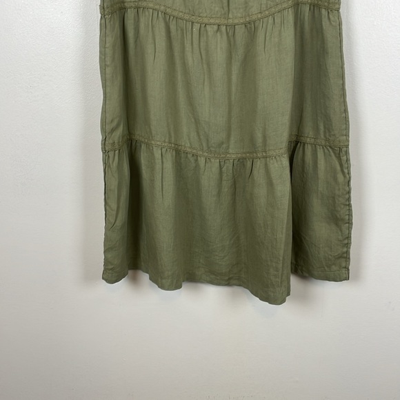 Lucky Brand Linen Sleeveless Pullover Tiered Lace V Neck Sage Green Womens L - Picture 6 of 9